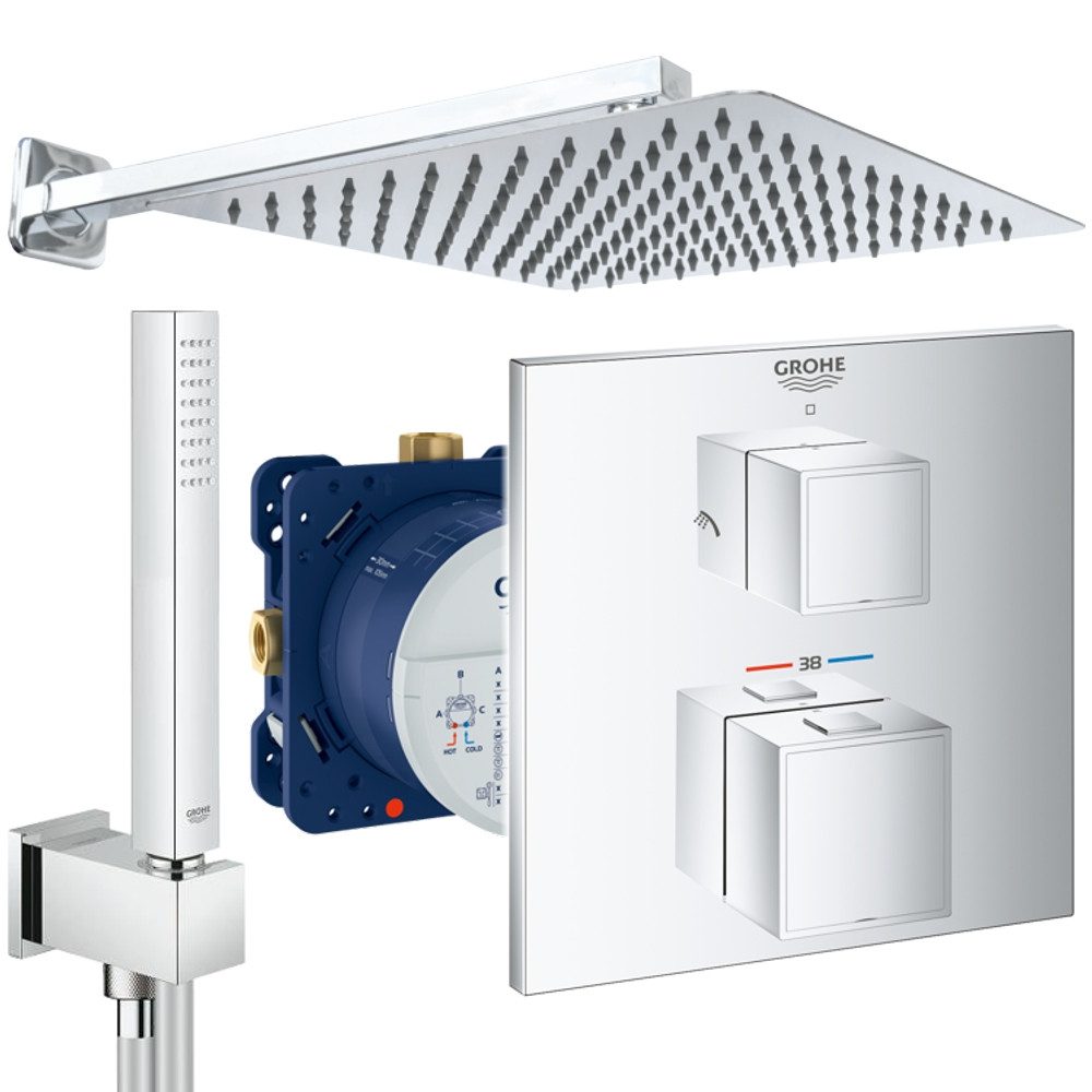 Grohe und Jowi Duscharmatur Grohtherm Cube Thermostat, Regendusche, Unterpu günstig online kaufen