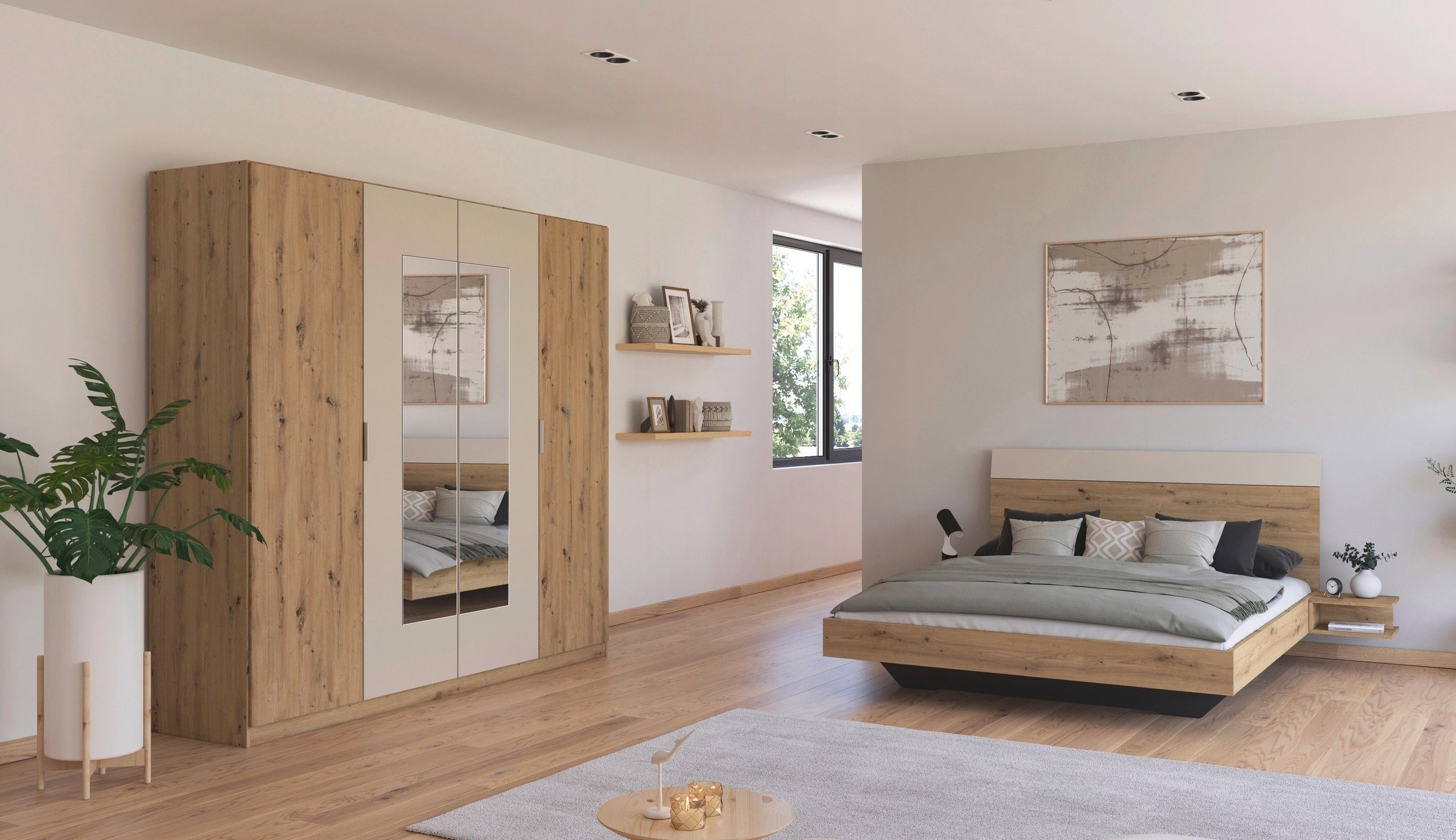 rauch Schlafzimmer-Set Monza, mit Drehtürenschrank Breite 226 cm, Bettanlage in 2 Breiten
