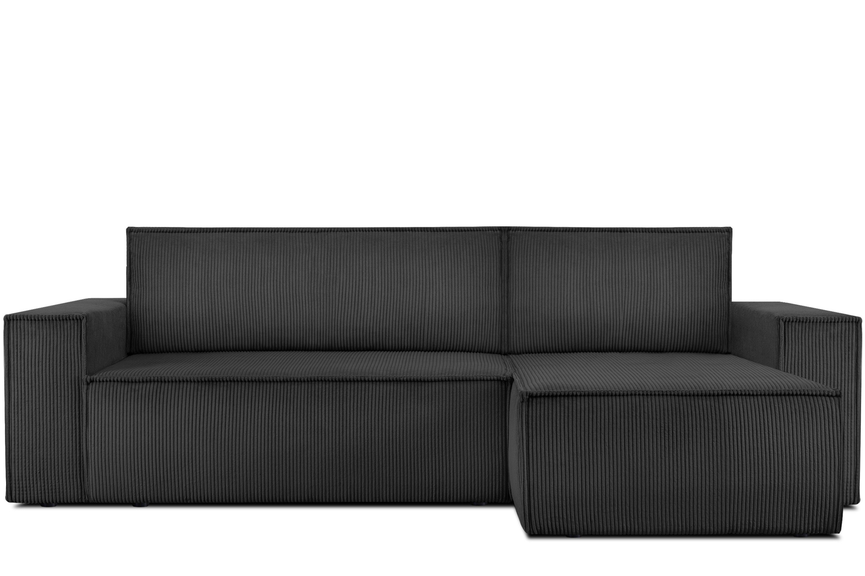 NAPI Schlaffunktion, mit in Universal-Ecksofa Konsimo dunkelgrau Ecksofa Friendly in EU, Pet oder hergestellt der links Cord-Stoff rechts,