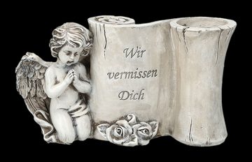 Figuren Shop GmbH Dekovase Grabengel Figuren Set mit Vase - Blumenvase Engel Grabdeko Dekofigur D