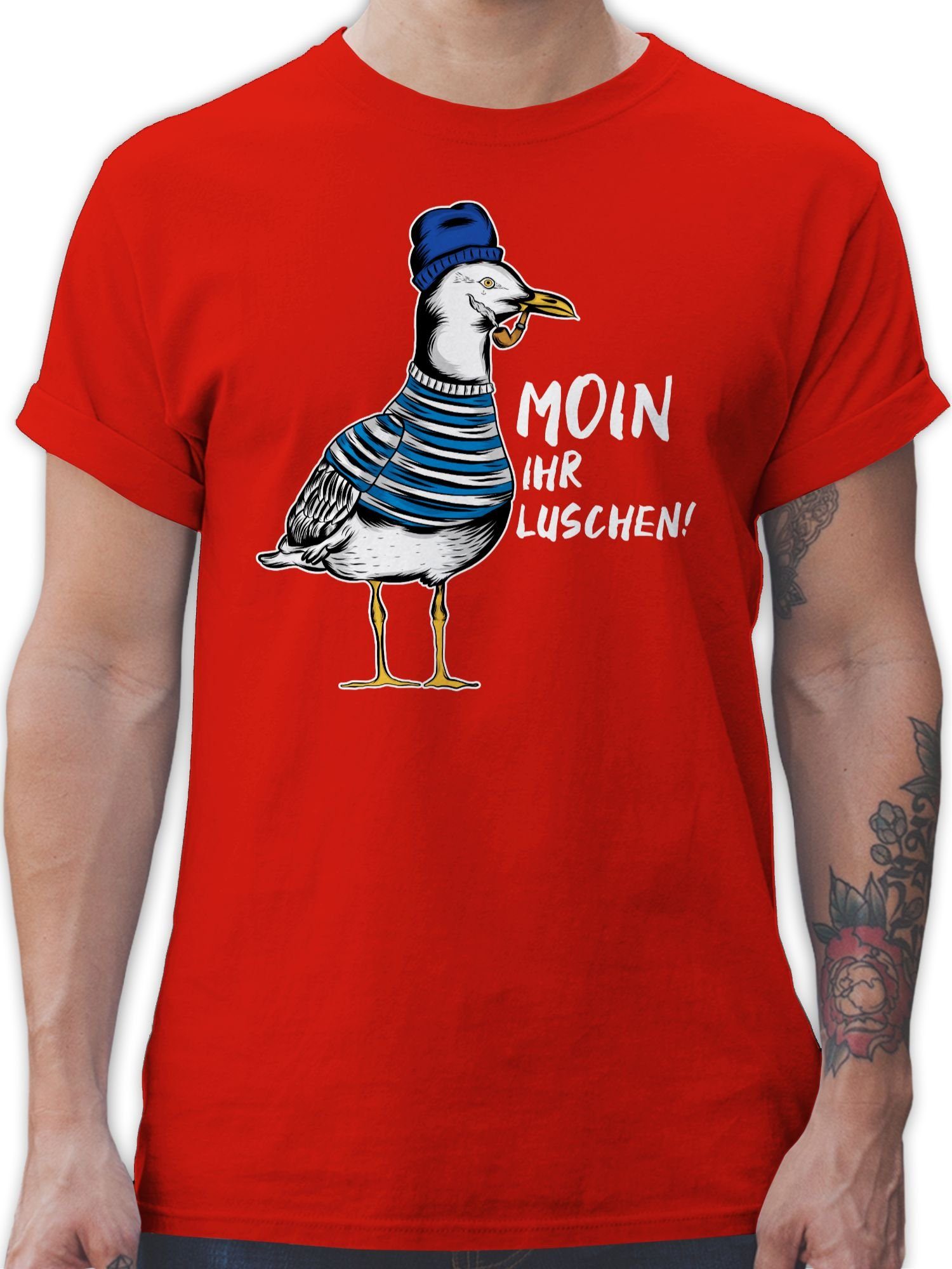 Shirtracer TShirt »Moin ihr Luschen Coole Möwe Weiß Sprüche