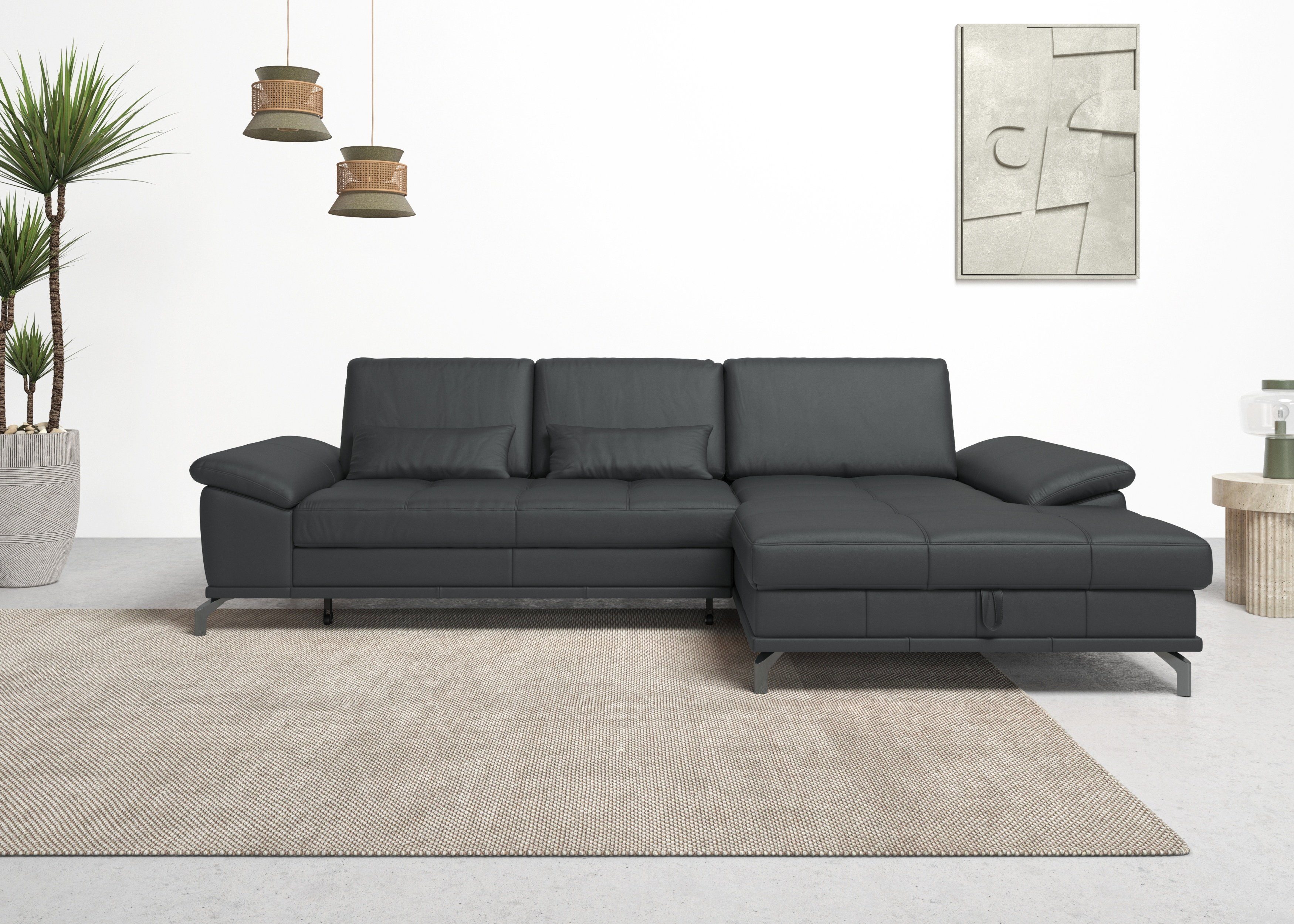 OTTO home Ecksofa Costello L-Form, B: 301cm, Sitztiefen & Armteilverstellung, Federkern, 3 Nierenkissen, optional Schlaffunktion & Bettkasten