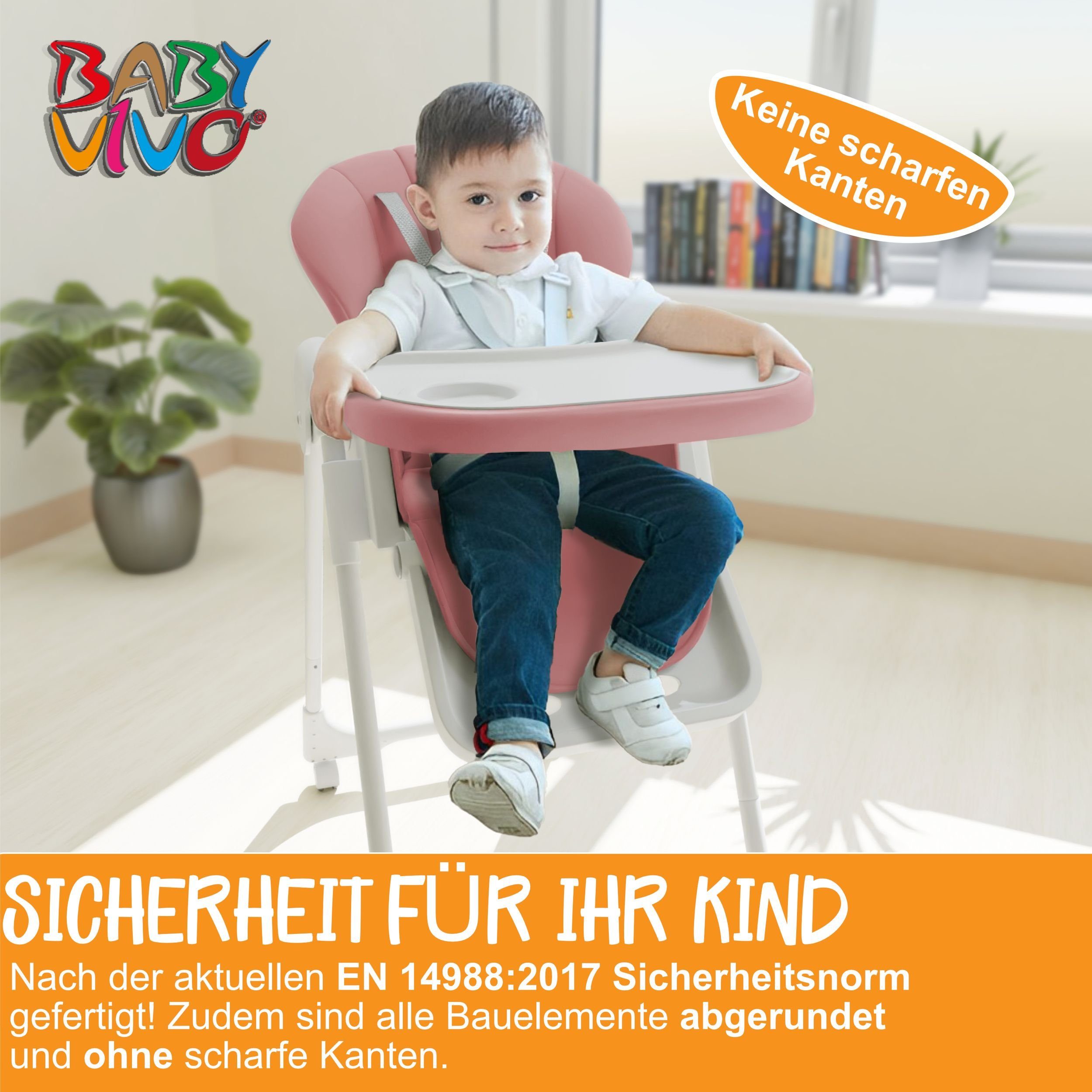 Baby Kinderhochstuhl Tippy Bubblegum in Kunststoff aus Design Hochstuhl Vivo -