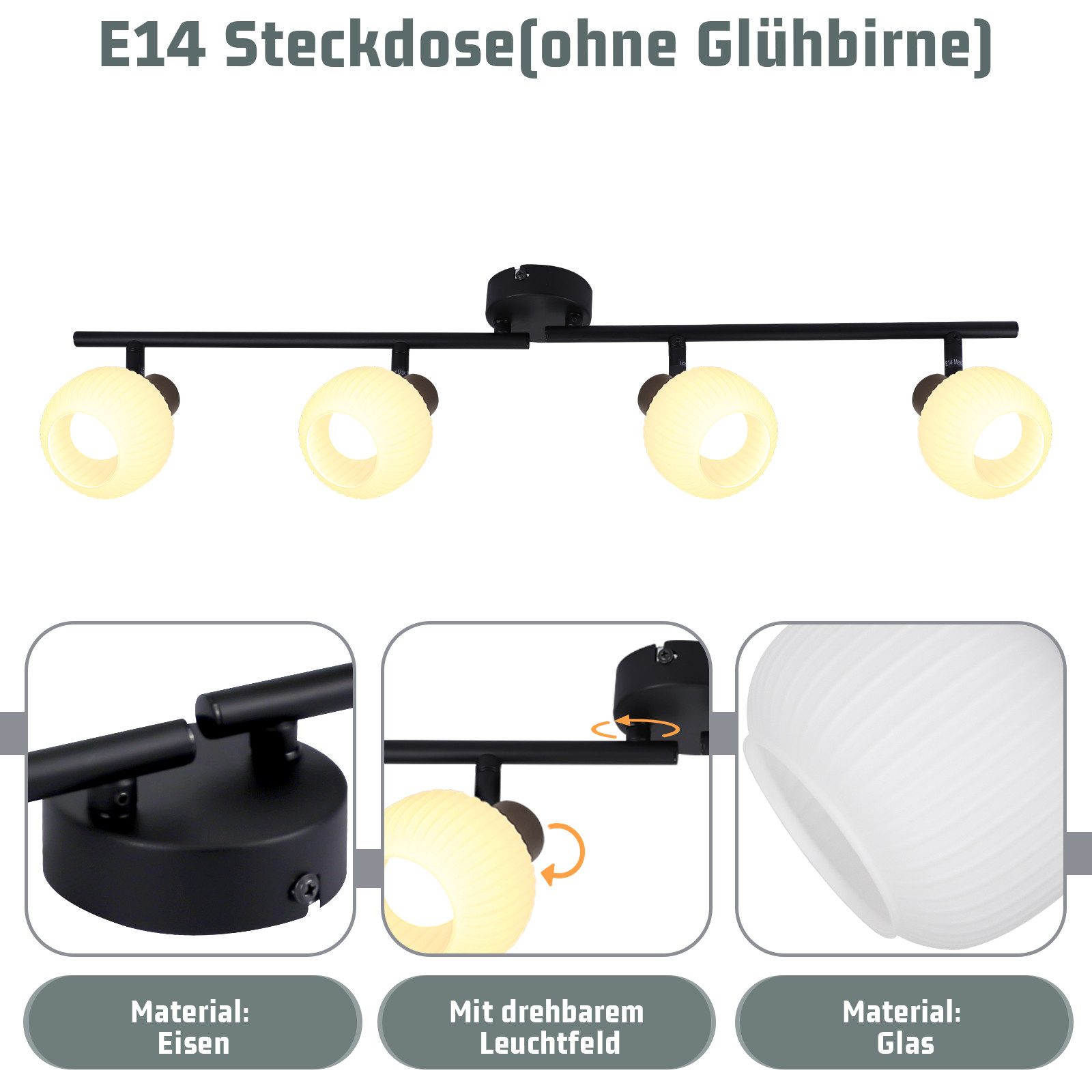 Nettlife Deckenstrahler Weiß Glas E14 Deckenleuchte günstig online kaufen