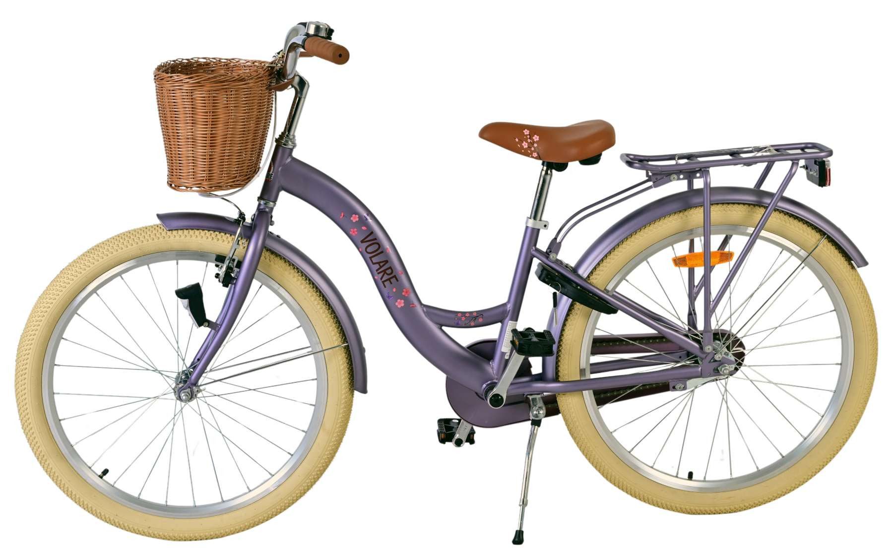Volare Kinderfahrrad Volare Blossom Kinderfahrrad für Mädchen - 24 Zoll in Lila, Vorderradbremsen, praktischer Korb, geschlossener Kettenschutz