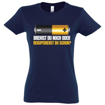 Youth Designz Print-Shirt Batterie Bremst Damen T-Shirt mit lustigen Logo für Damen