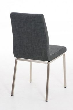 TPFLiving Esszimmerstuhl Colle mit hochwertig gepolsterter Sitzfläche - Konferenzstuhl (Küchenstuhl - Esstischstuhl - Wohnzimmerstuhl), Gestell: Metall Edelstahl gebürstet - Sitzfläche: Stoff dunkelgrau