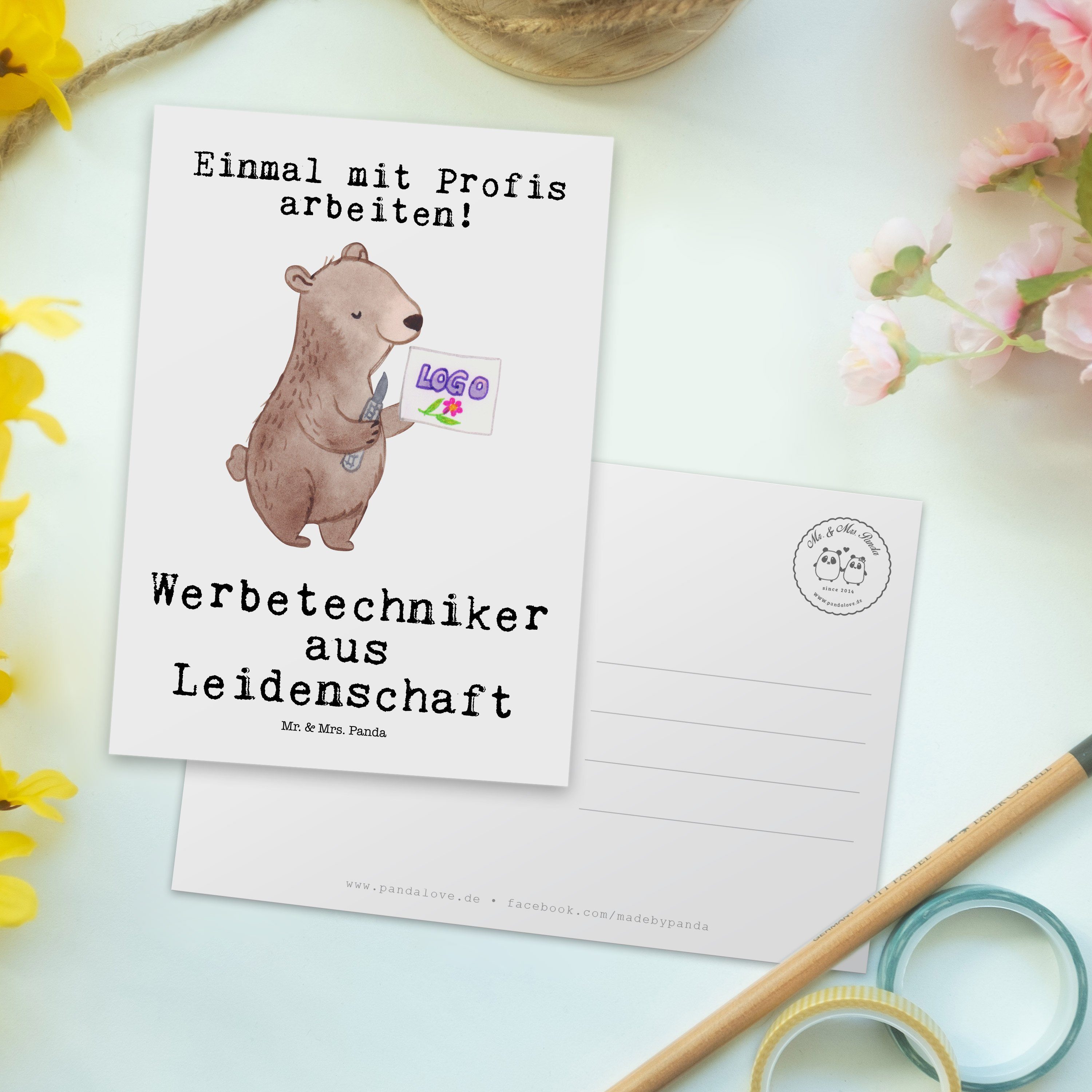 Panda Mr. - - Karte, Geschenk, Leidenschaft aus Weiß Postkarte & Werbetechniker Einladungsk Mrs.