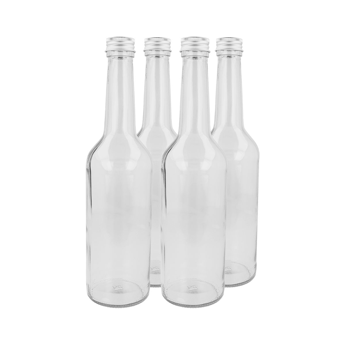 Verschraubung Glasflaschen ml Fassungsvermögen, (4er Schraubflasche 500 silber Liquid cm), Flaschen Einmachglas EUROHOME mit 25 und Schraubverschluss Set mit Glas,