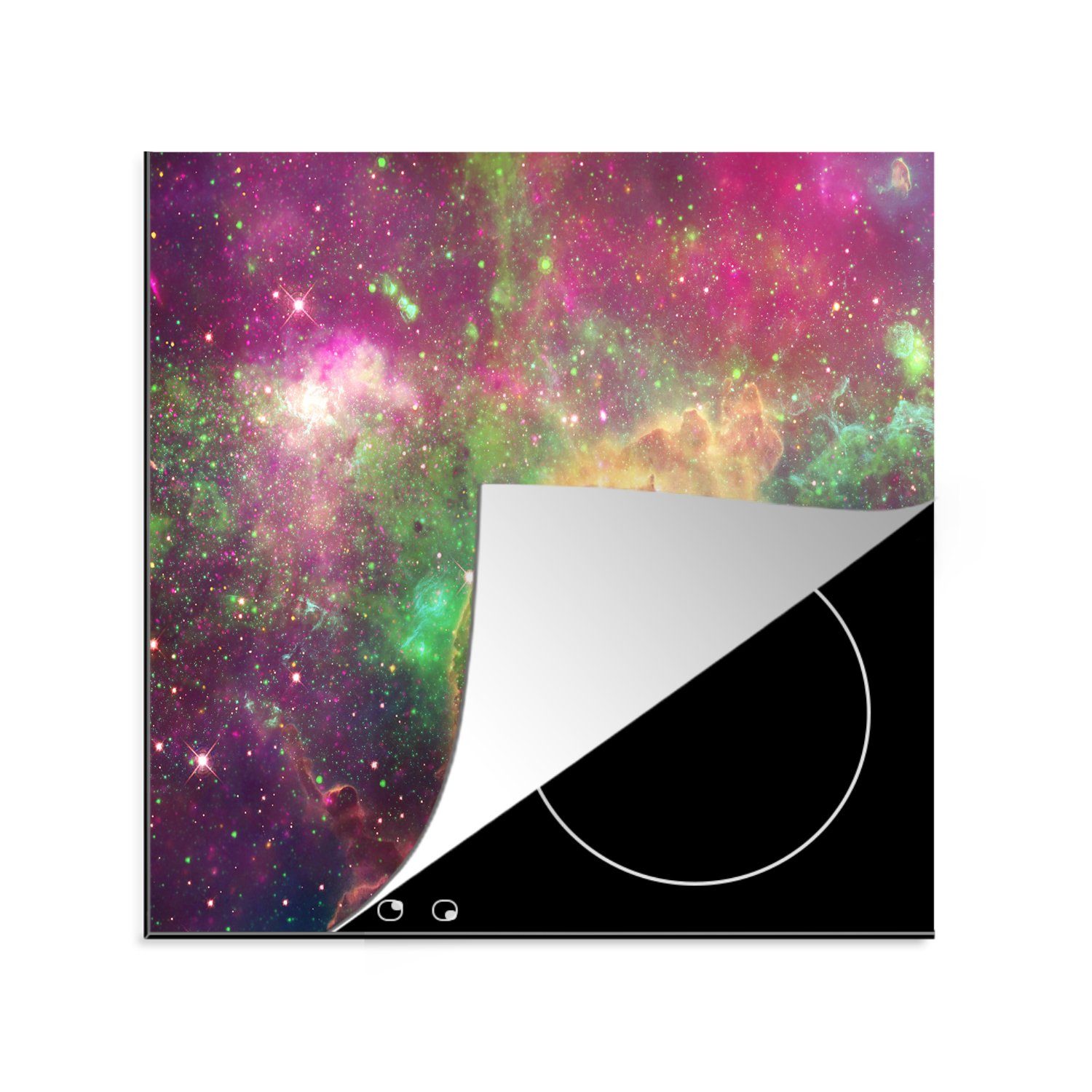 MuchoWow Herdblende-/Abdeckplatte Weltraum - Sterne - Farben, Vinyl, (1 tlg), 78x78 cm, Ceranfeldabdeckung, Arbeitsplatte für küche