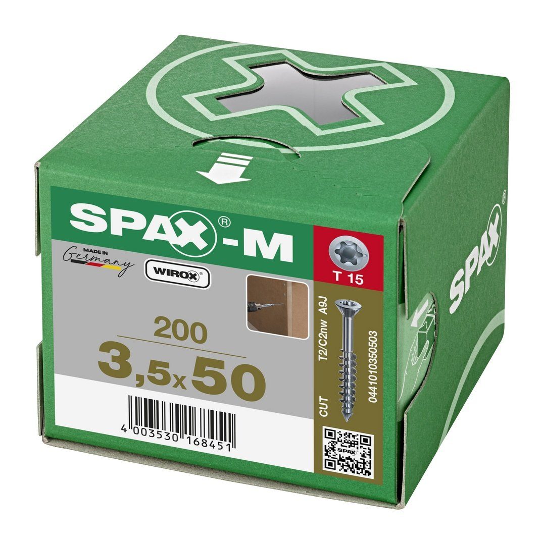 (Stahl mm 3,5x50 verzinkt, SPAX weiß St), Spanplattenschraube SPAX-M, 200