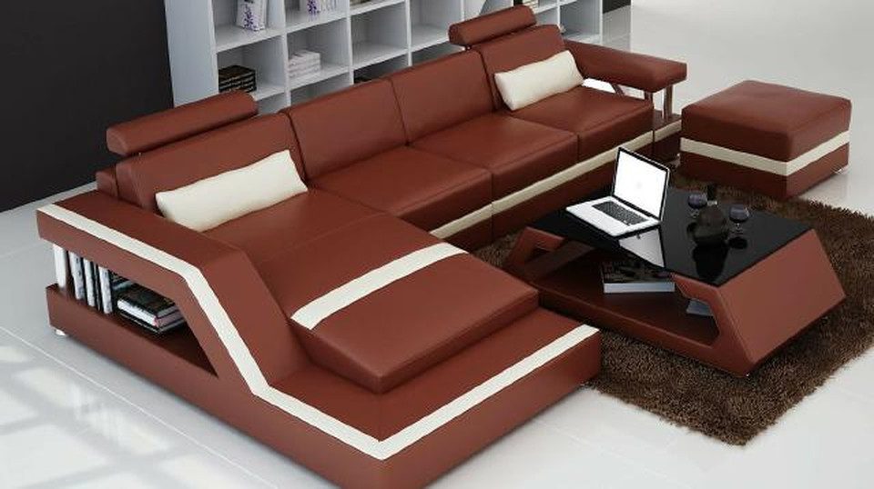 JVmoebel Wohnlandschaft Designer Wohnlandschaft Big Modernes Ledersofa mit USB, Made in Europa