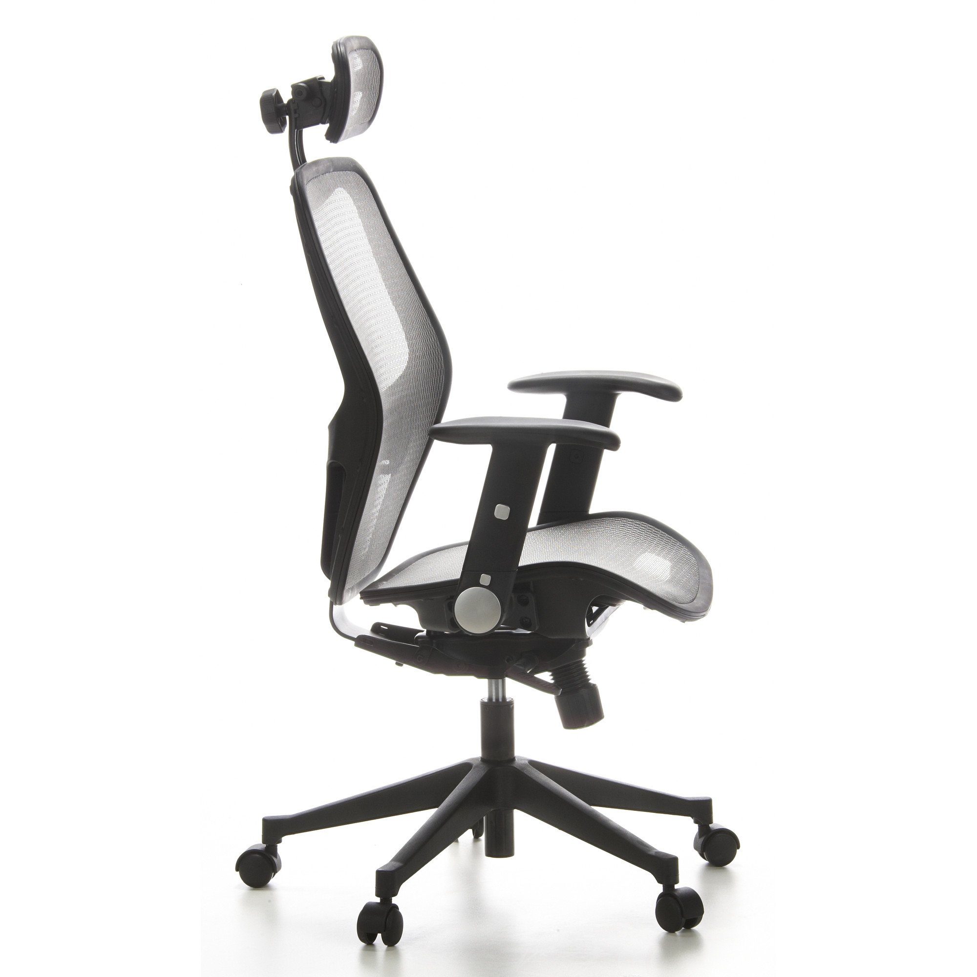 Drehstuhl OFFICE hjh Profi Silbergrau Netzstoff (1 St), Schreibtischstuhl Bürostuhl AIR-PORT ergonomisch