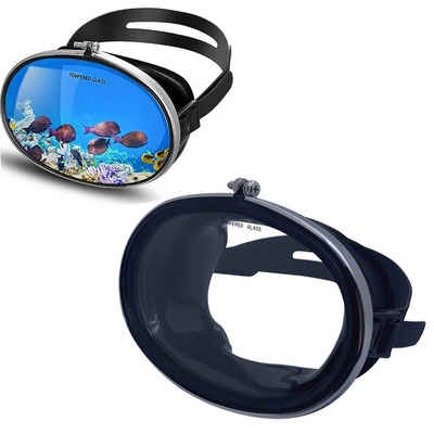 LeiGo Tauchermaske Tauchermasken,Taucherbrille,Schnorchelmaske gehärtetem Glas,schwarz, HD-Sichtfeld