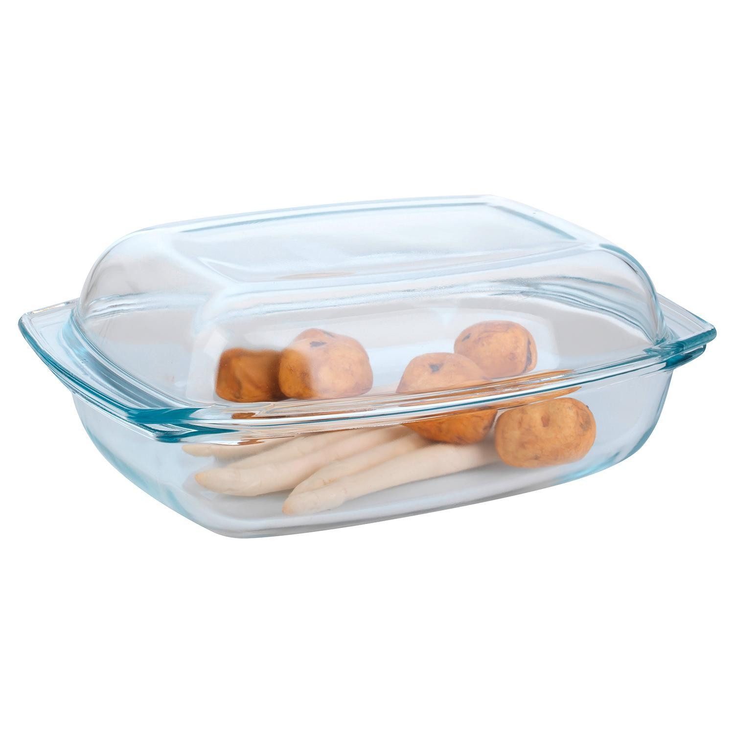 Koopman Auflaufform RAJAR, 35 x 9 x 23 cm, Transparent, mit Deckel, Glas, (1-St), backofengeeignet, mikrowellengeeignet