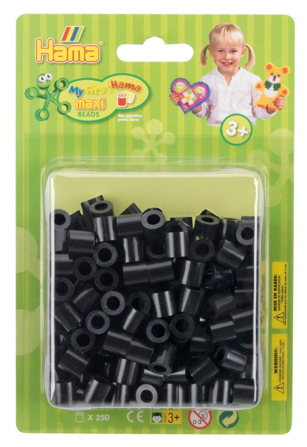 Hama 8518 - Perlen, Bügelperlen Maxi, 250 Stück, schwarz Konstruktions-Spielset