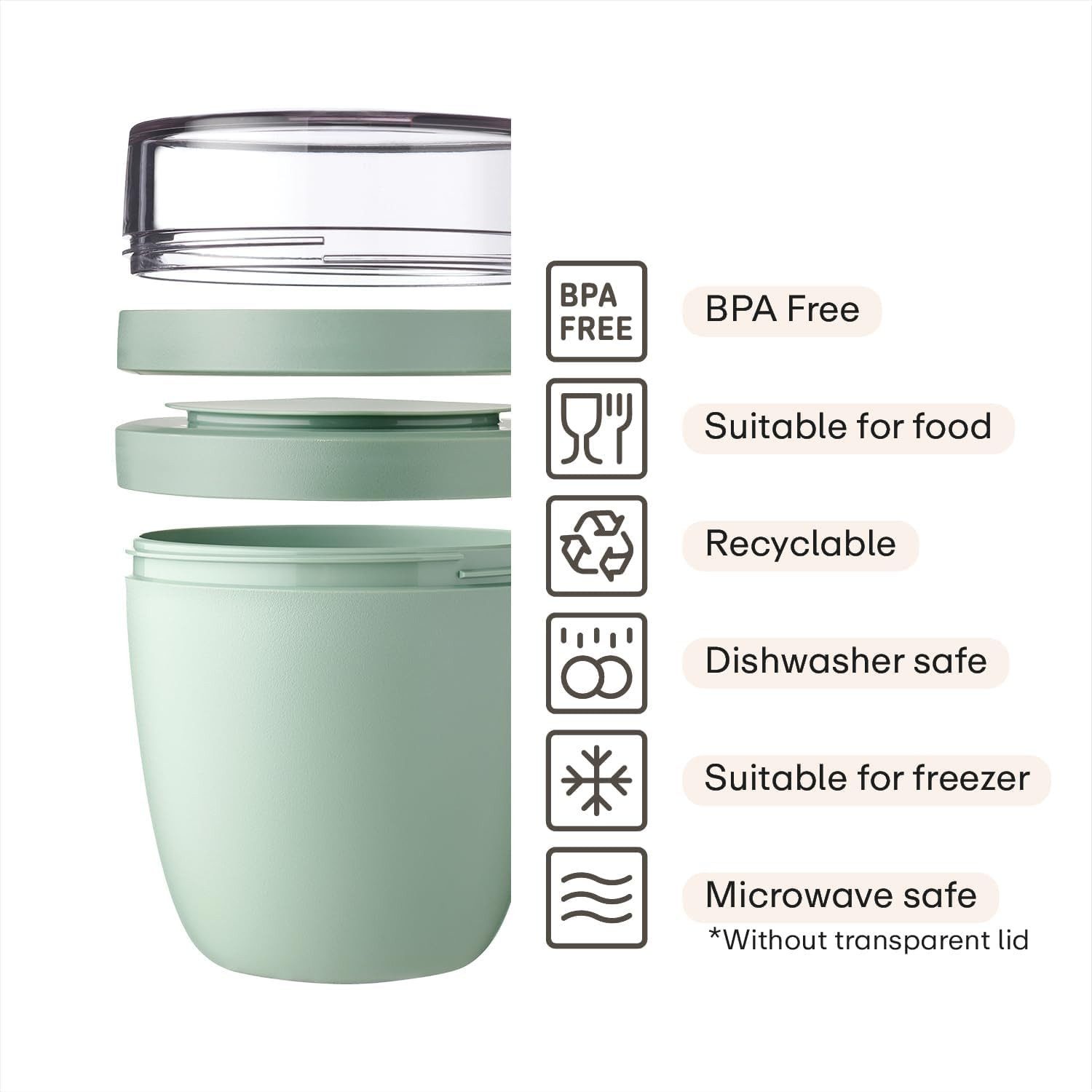 Mepal Lunchbox Lunchpot Ellipse Mixed Mini 300 ml + 120 ml für Joghurt & Müsli, Kunststoff, (Set, 2-tlg), Geeignet für Gefrierschrank, Mikrowelle & Spülmaschine