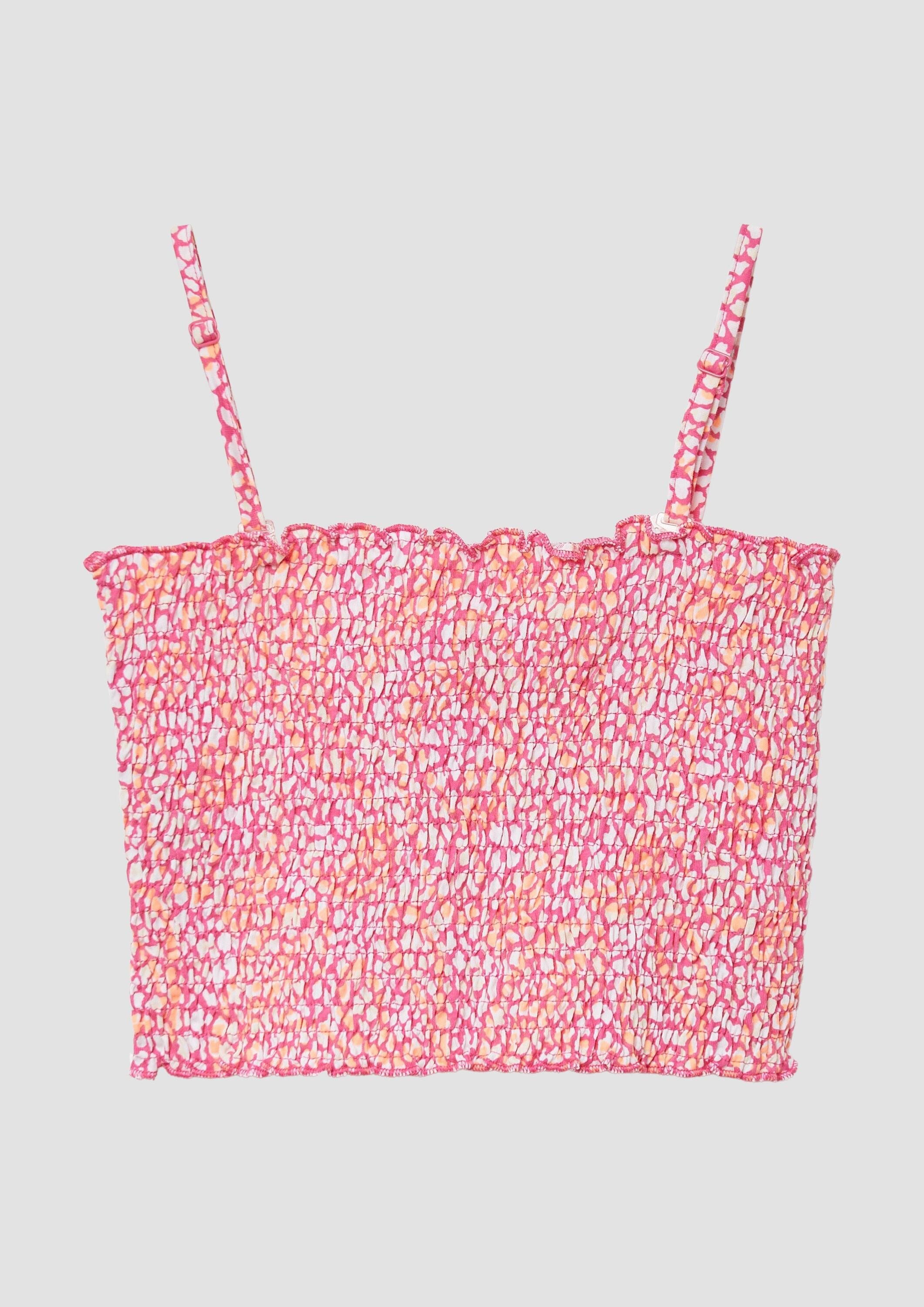 s.Oliver Muskelshirt T-Shirt Gesmoktes Crop-Top mit abnehmbaren Spaghettiträgern