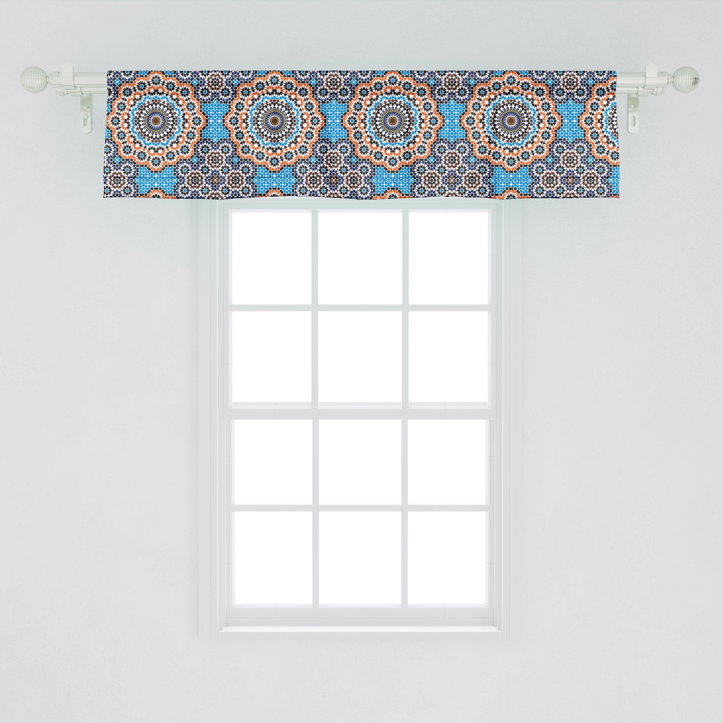 Scheibengardine Vorhang Marokkanische Schlafzimmer Dekor Abakuhaus, Marokkanisch Volant für Stangentasche, Microfaser, mit Küche Keramik-Fliese