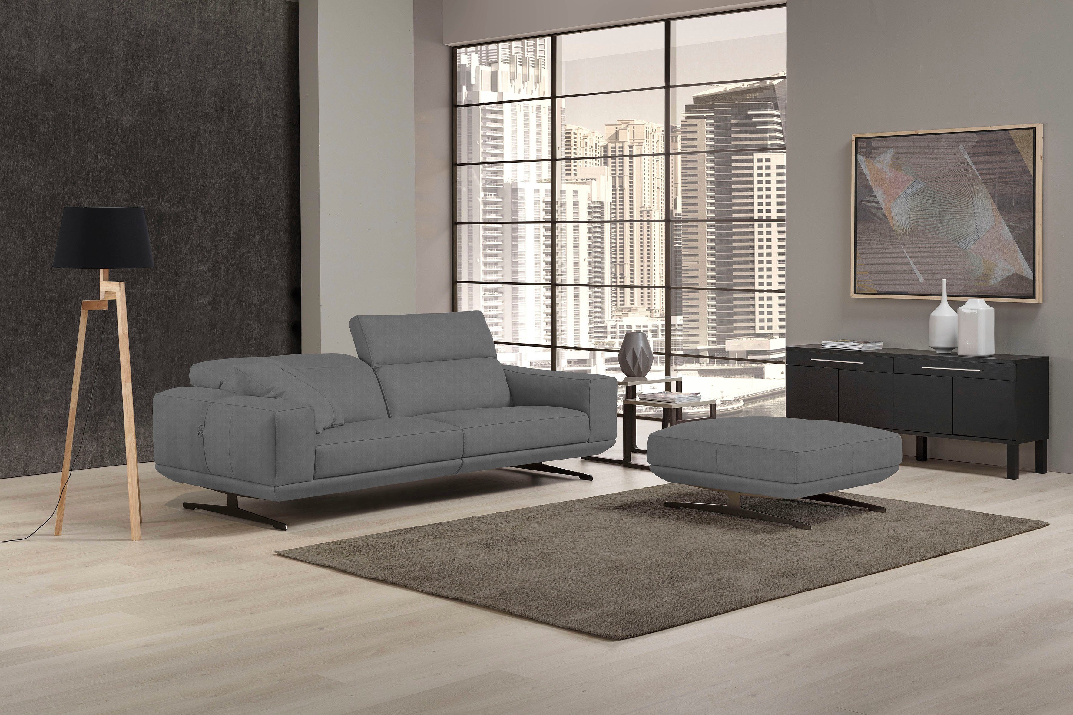 Egoitaliano 2,5-Sitzer Gloria, super bequem und hochwertige Verarbeitung, edles Design, beidseitig verstellbare Rückenelemente, mit Metallfüßen