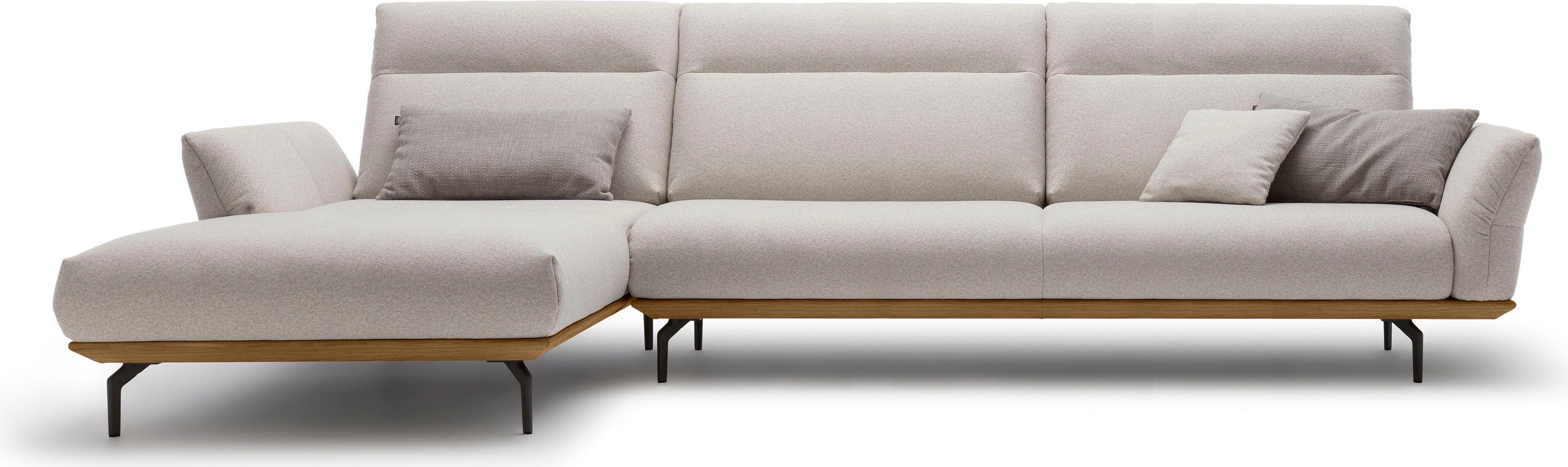 hülsta sofa Ecksofa hs.460, Sockel Nussbaum, Umbragrau, in cm in Winkelfüße Breite 338