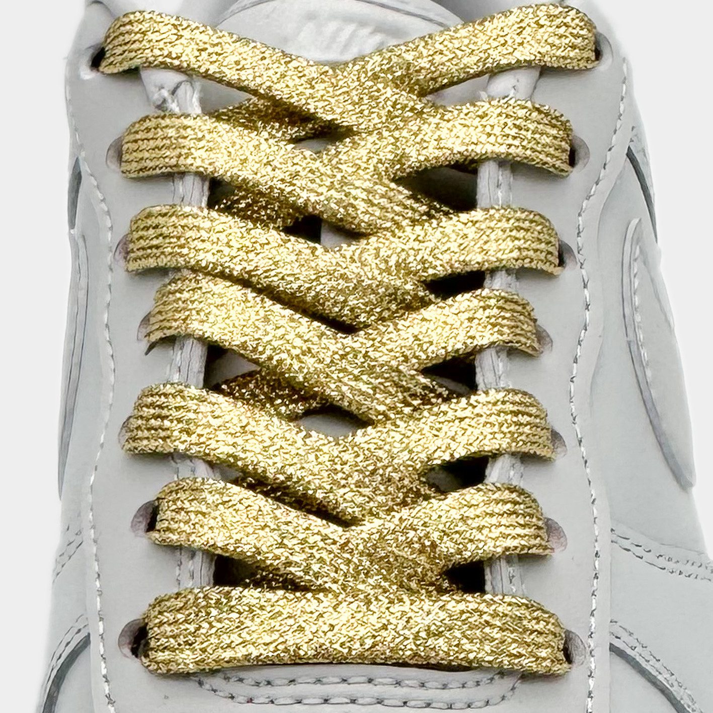 Kicksarchive Schnürsenkel Flache Glitzer Schnürsenkel Glitter Laces Kostüm Silber Bunt Weiß 8mm