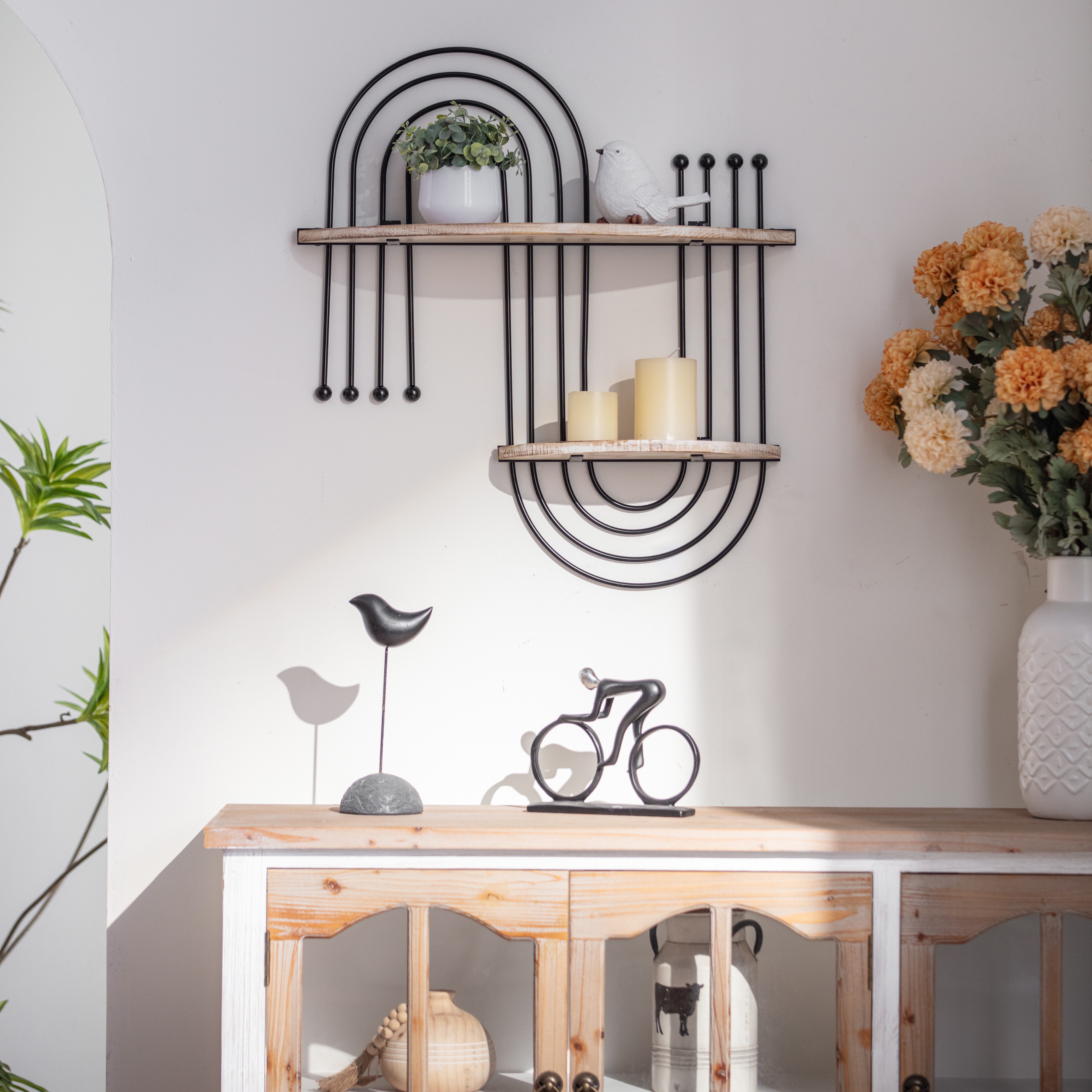 K&L Wall Art Deko-Wandregal Holz Metallregal Landhaus Hängeregal Vintage Ho günstig online kaufen