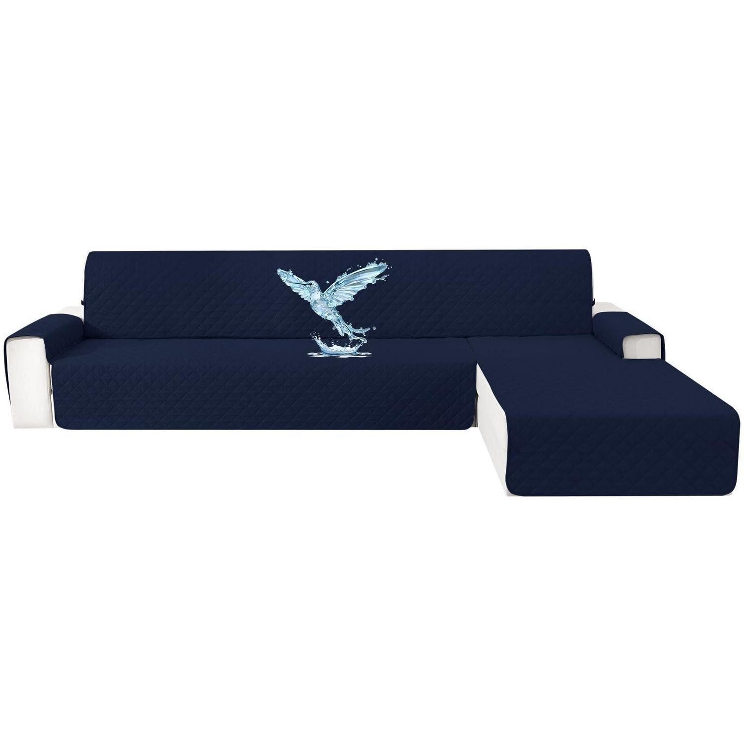 LuxusKollektion Ecksofahusse Couch Überzug Ecksofa Rutschfest Dunkelblau L Form 3 Sitzer L 255 CM