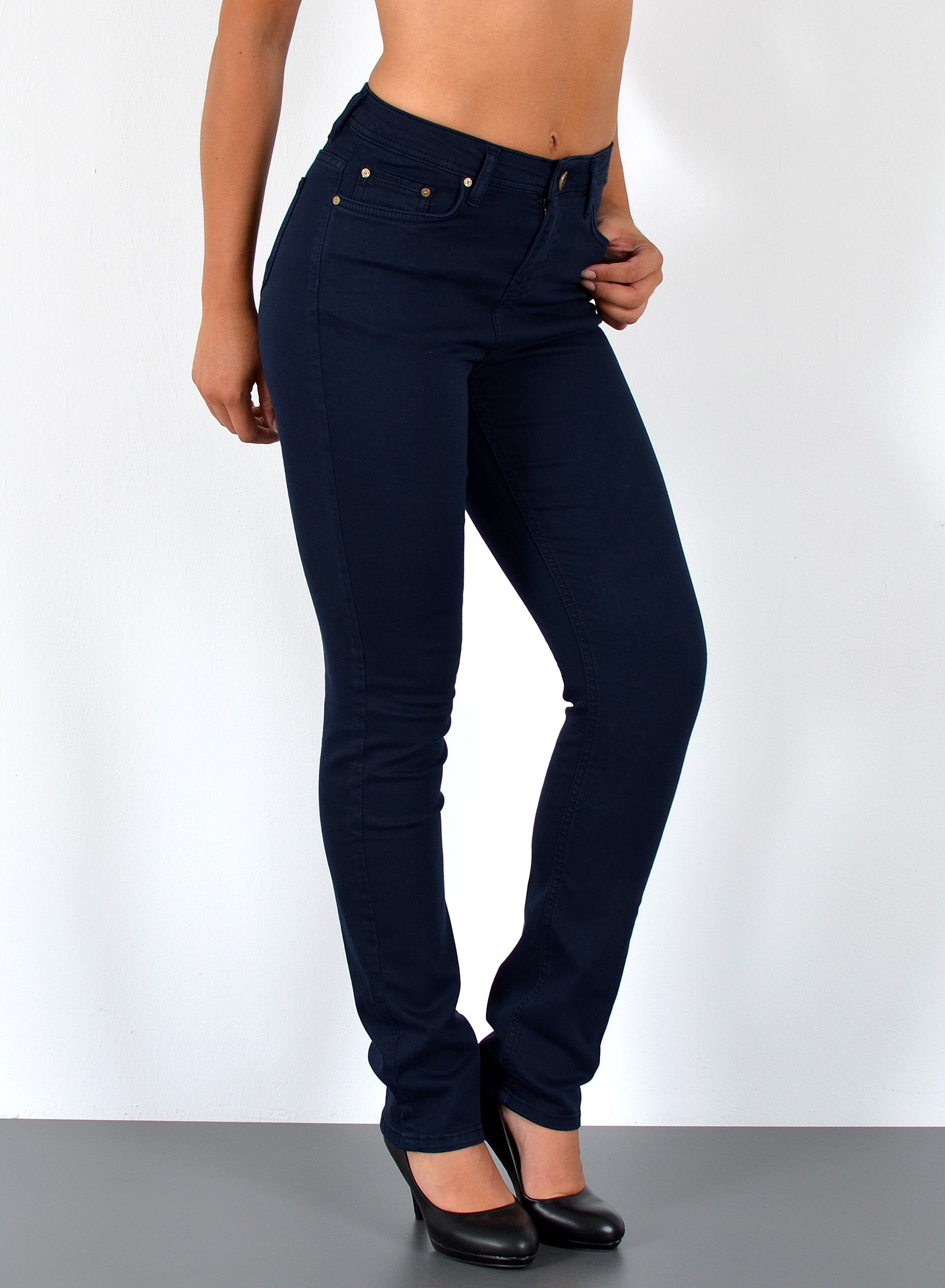 ESRA Straight-Jeans Stretch Jeans Straight Fit Damen Regular Hose High Wais günstig online kaufen