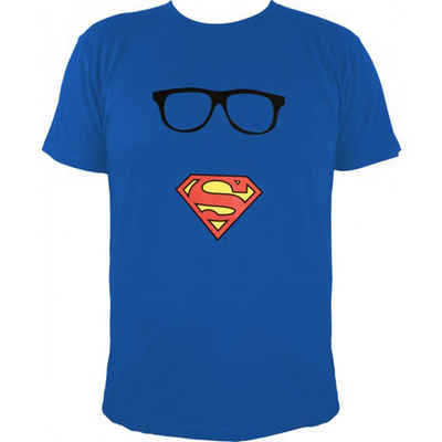 United Labels® T-Shirt DC Comics Superman T-Shirt - Logo mit Brille Blau