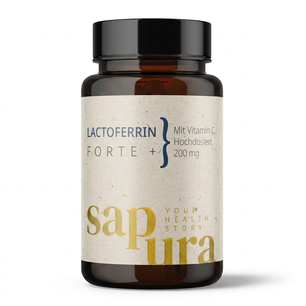 SAPURA Health Lactoferrin Forte Kapseln mit Vitamin C, Hochdosiert 200mg Kapseln, 27,3 g