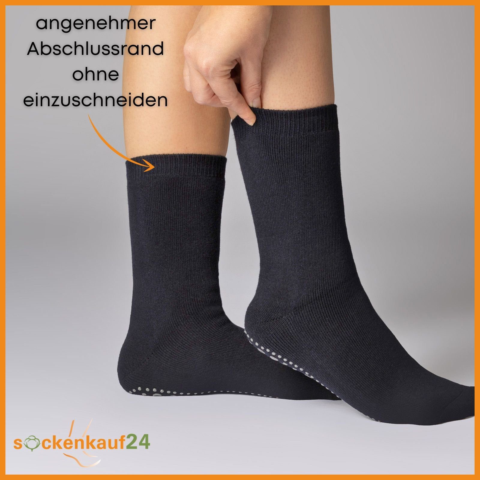 Rutsch sockenkauf24 "Premium" oder Herren 6 43-46) Damen - 8600 WP Schwarz-Blau-Grau Socken 3-Paar, ABS-Socken Socken Stoppersocken Anti ABS Blau, Noppen (Schwarz, 3 Paar Grau,