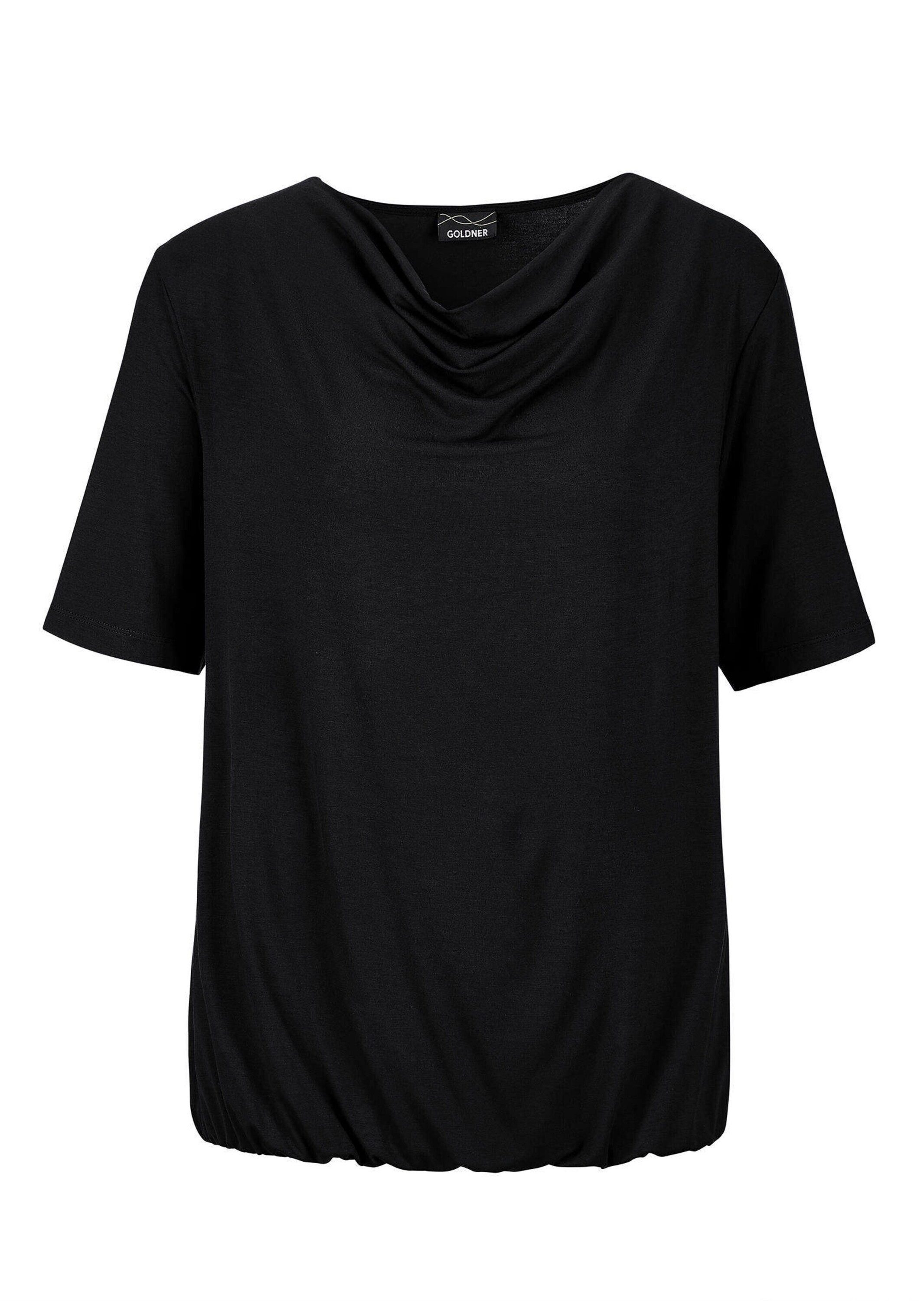 T-Shirt Kurzgröße: Blusenshirt mit Wasserfallausschnitt