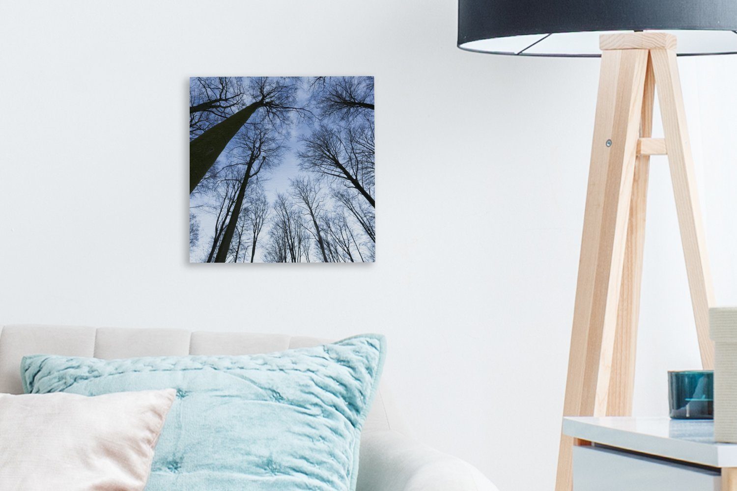 Bilder St), Bäume (1 - Wald Leinwand für - bunt Schlafzimmer OneMillionCanvasses® Leinwandbild Himmel, Wohnzimmer