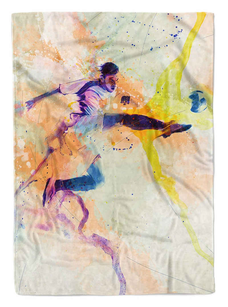 Sinus Art Handtücher SplashArt Sport Handtuch Strandhandtuch Saunatuch Kuscheldecke Kunstvoll Fußball I Sporth, Baumwolle-Polyester-Mix (1-St), Handtuch