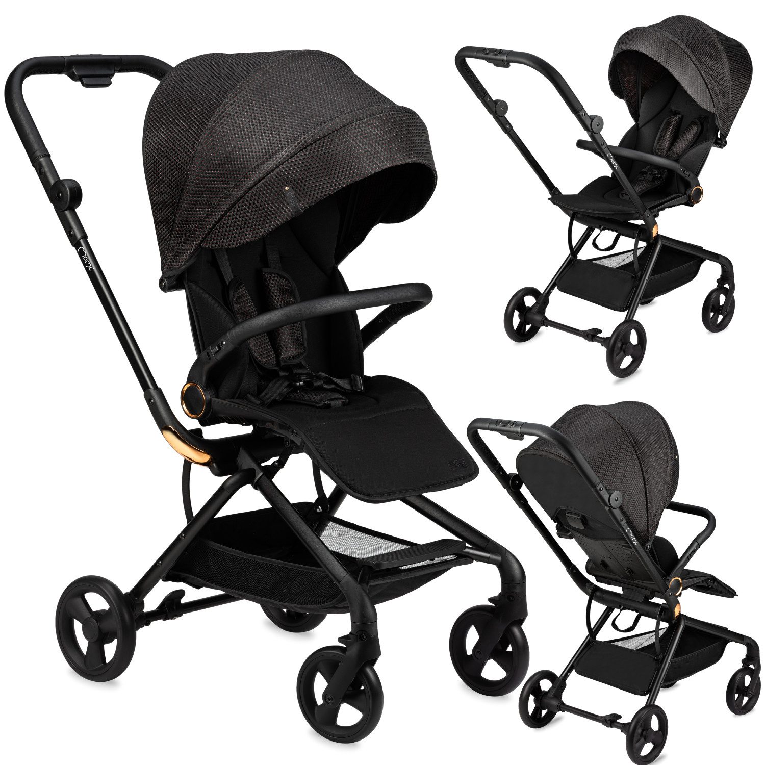 MoMi Kinder-Buggy Adelle, 360° drehbarer Sitz & beidseitige Fahrtrichtung