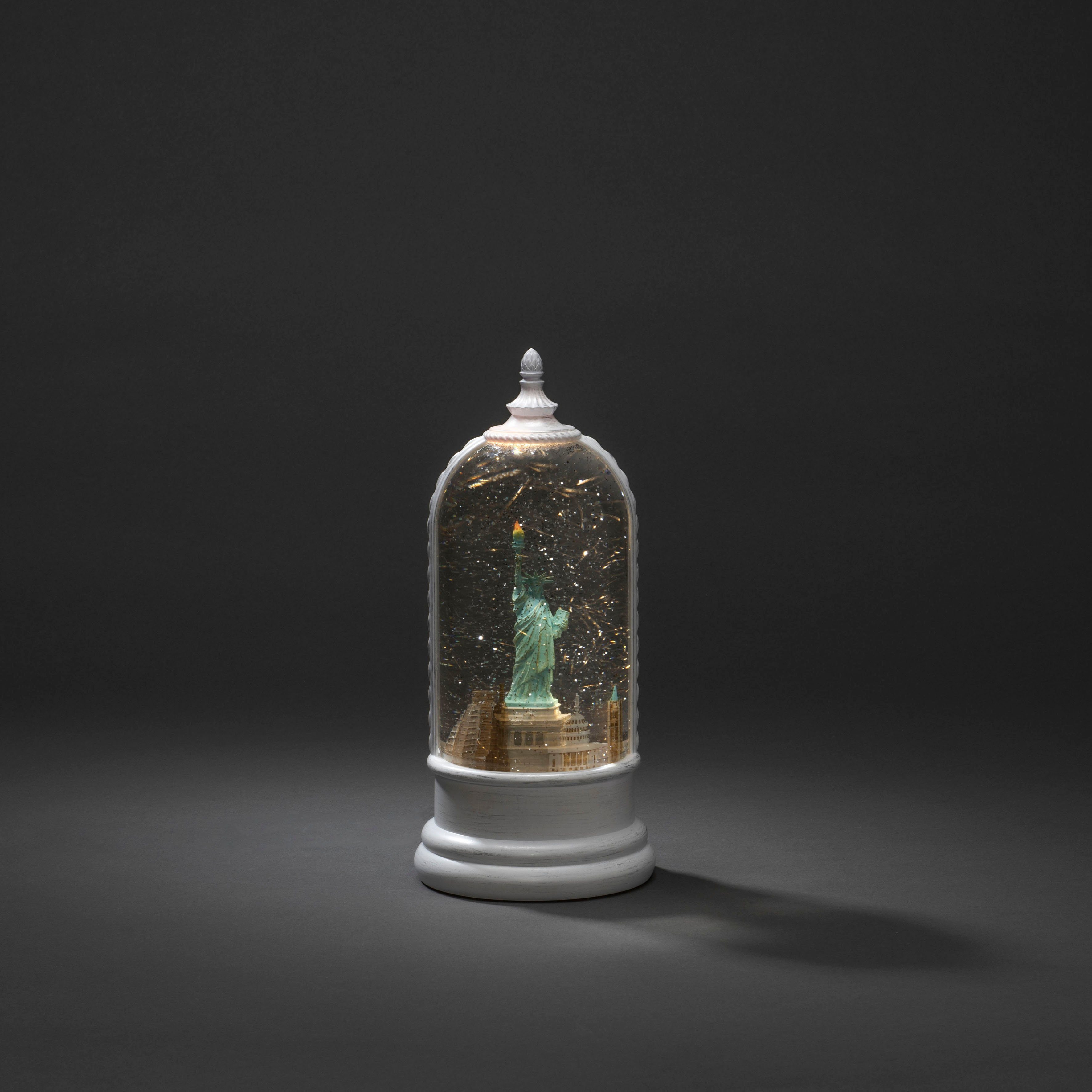 KONSTSMIDE LED Laterne LED Wasserlaterne, "Freiheitsstatue", weiß, 1 warm weiße Diode, Timerfunktion, LED fest integriert, Warmweiß, wählbare Energieversorgung zwischen USB oder Batteriebetrieb, 5h Timer