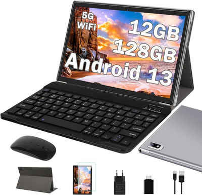 Oangcc 8 Core 2.0 GHz, Google GMS-Zertifizierung, 8000mAh, 5+8MP, BT 5.0 Tablet (10", Android 13, 5G +2.4G WIFI, mit 12GB RAM+128GB ROM(TF 1 TB) Tastatur+Fall)