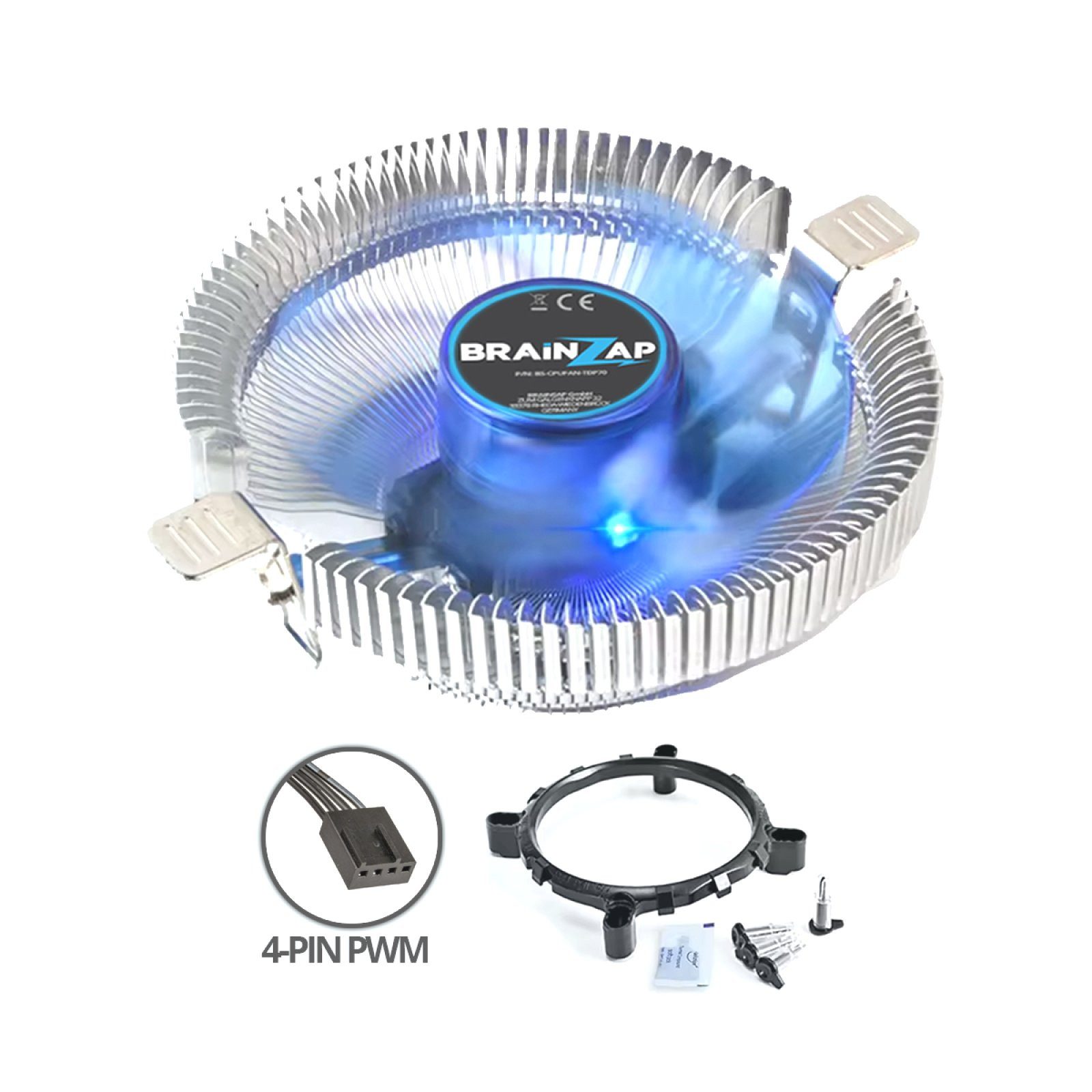 BRAINZAP CPU Kühler CPU-Kühler 70W TDP, Luftkühlung, 70W TDP, PWM, Aluminium, 4-Pin