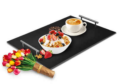Sendez Servierplatte Serviertablett aus Schiefer Betttablett Frühstückstablett Tablett Schieferplatte
