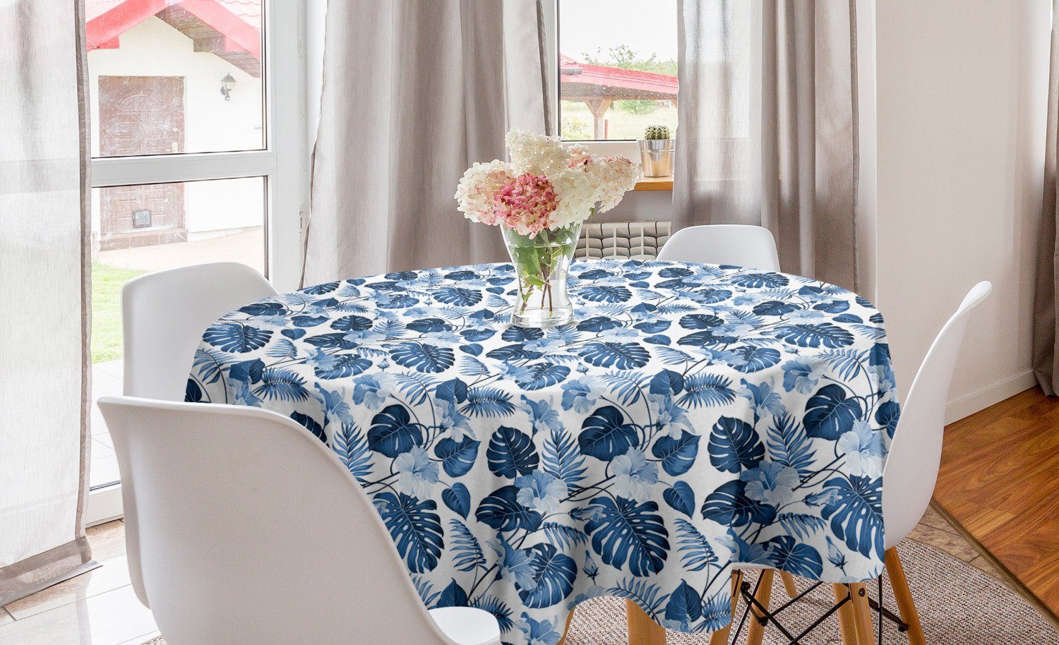Abakuhaus Tischdecke Kreis Tischdecke Abdeckung für Esszimmer Küche Dekoration, Hawaii Arecaceae Ast Sommer