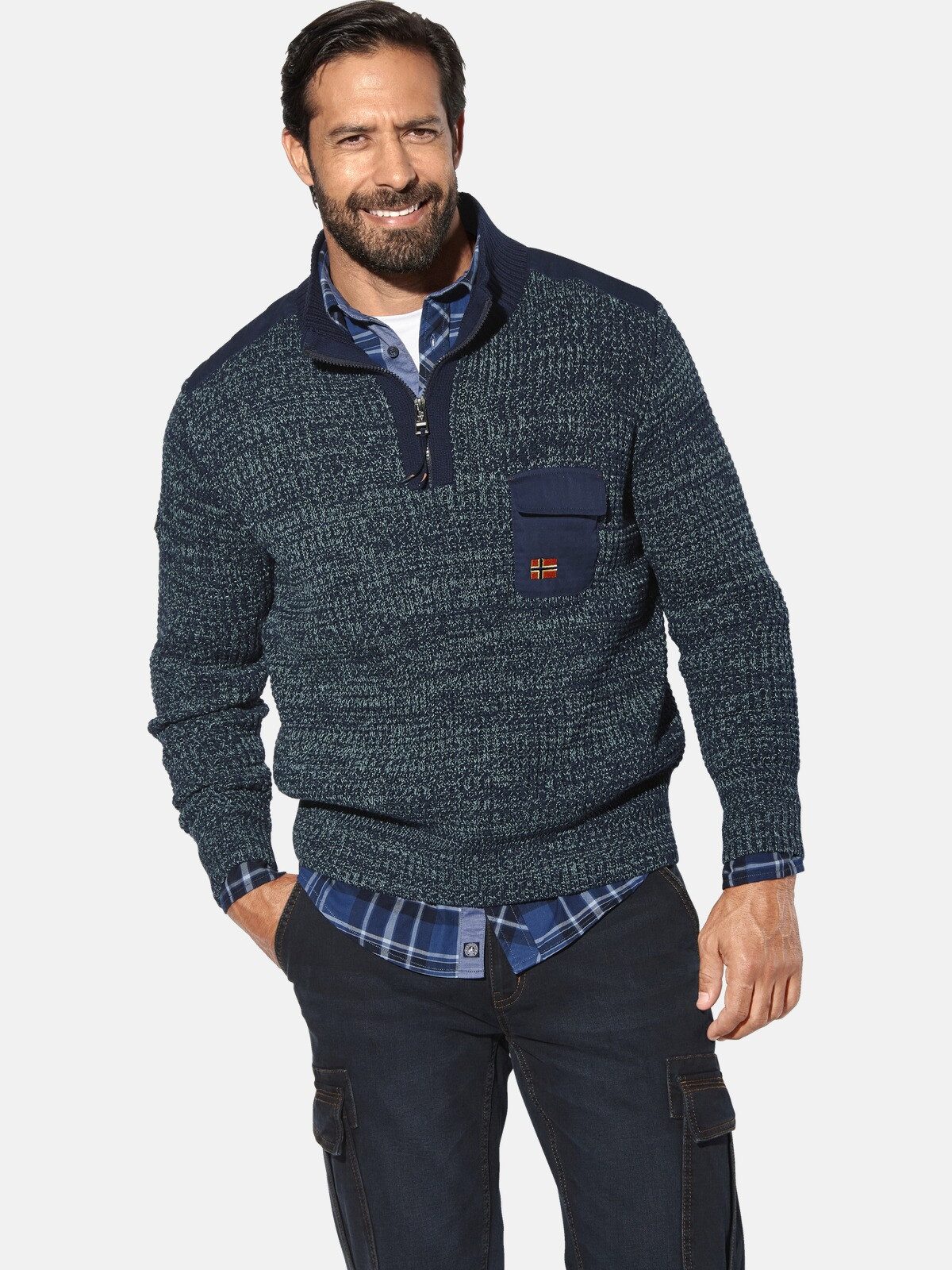 Jan Vanderstorm Strickpullover BJORNBERG mit Ellenbogen-Patches günstig online kaufen