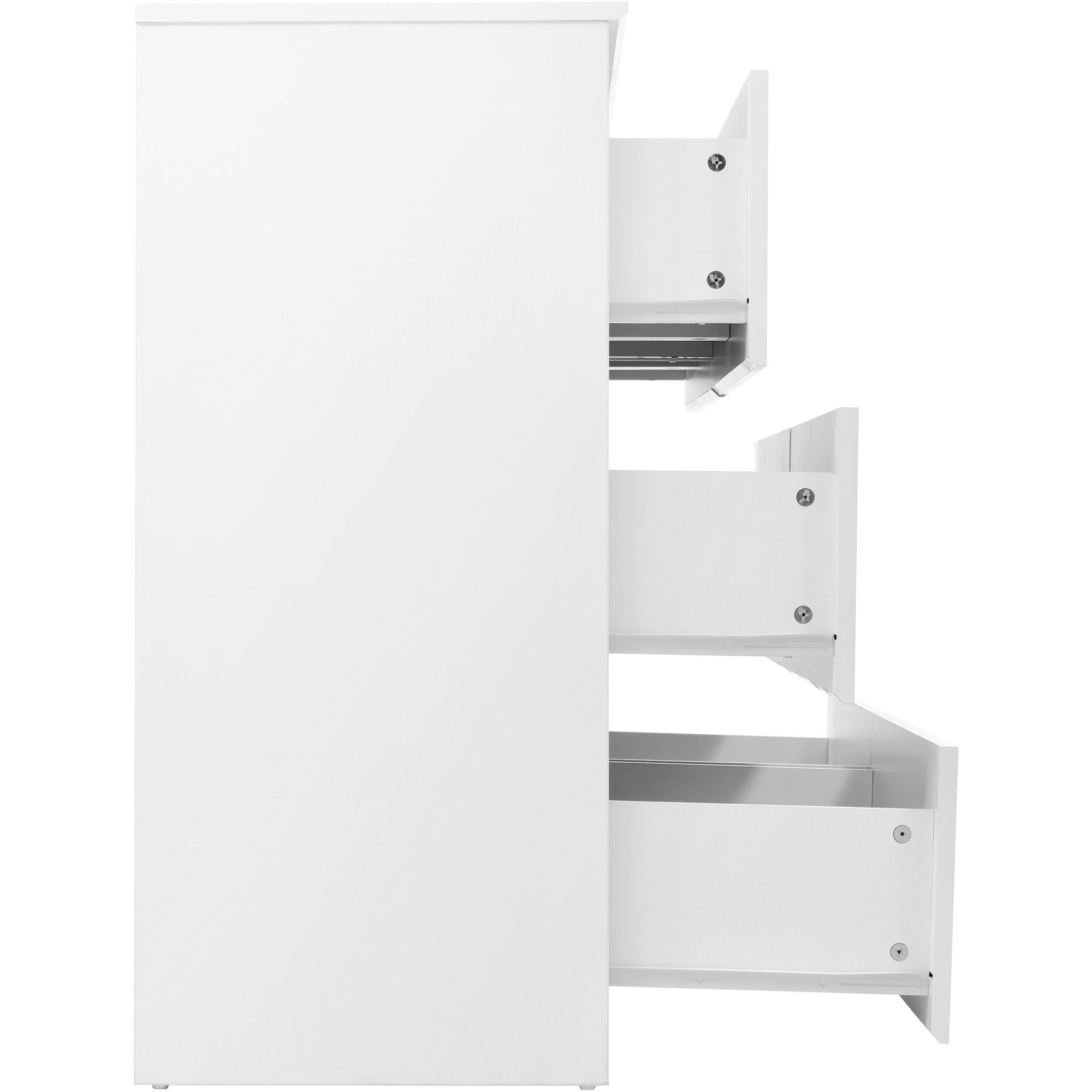 Highboard und Kommode LED-Spiegel 6 Weiss & 60cm), Schlafzimmer alle WISHDOR Weiß Sideboard,für Schubladen Kommode mit HochglanzKommode /H88cm, -B130/T40 Wohnräume (130CM Sideboard