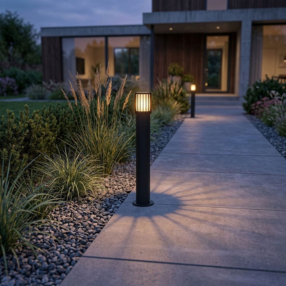 GLOBO LIGHTING LED Außen-Stehlampe, Leuchtmittel inklusive, Warmweiß, LED Außenstehleuchte Aluminium anthrazit matt Schutzart IP54 H 65 cm