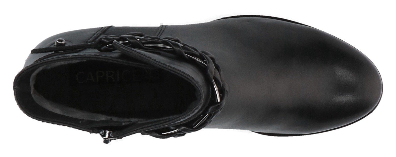 leichten für Caprice Einschlupf Stiefelette schwarz mit Innen-Reißverschluss einen