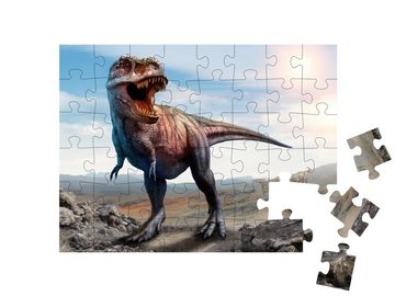 puzzleYOU Puzzle Tyrannosaurus rex, 3D-Illustration, 48 Puzzleteile, puzzleYOU-Kollektionen Dinosaurier, Tiere aus Fantasy & Urzeit