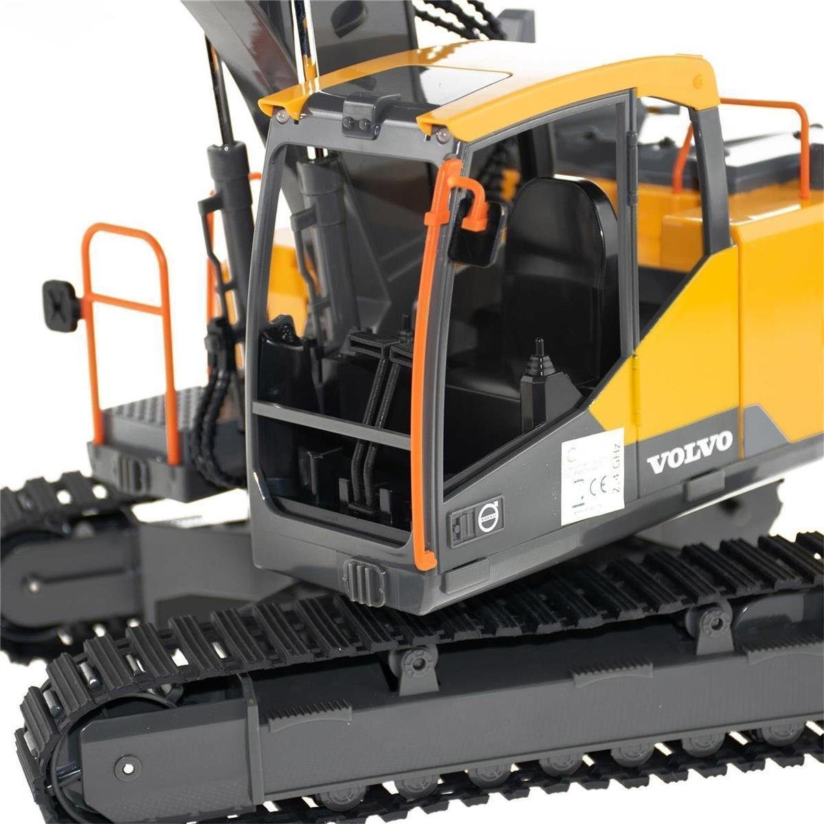 efaso RC-Bagger E568 VOLVO ferngesteuerter Bagger 1:16 - 17-Kanal RC Bagger, /Schaufel/Greifer/Presslufthammer/Licht&Sound/starker Antrieb