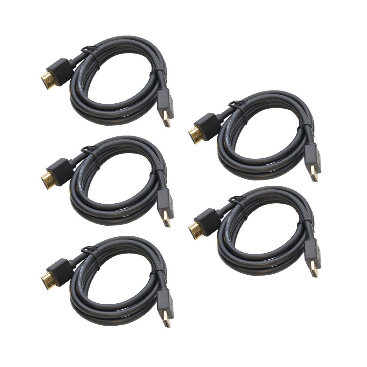 5x 1,5m 4K-HDMI High-Speed Kabel 24K vergoldete Innenleiter Kupfer TV-Kabel