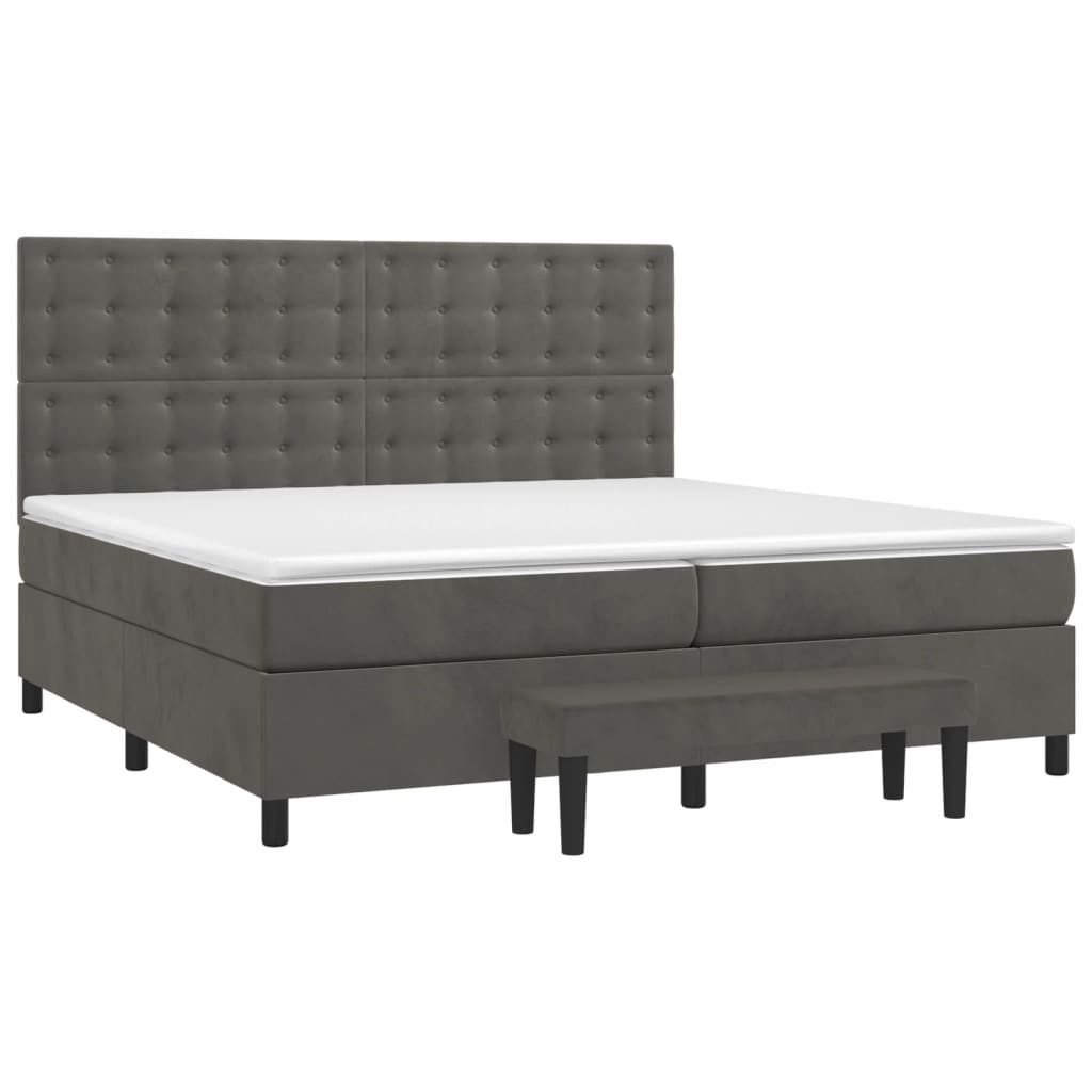 Bett Boxspringbett mit Matratze Dunkelgrau 200x200 cm Samt
