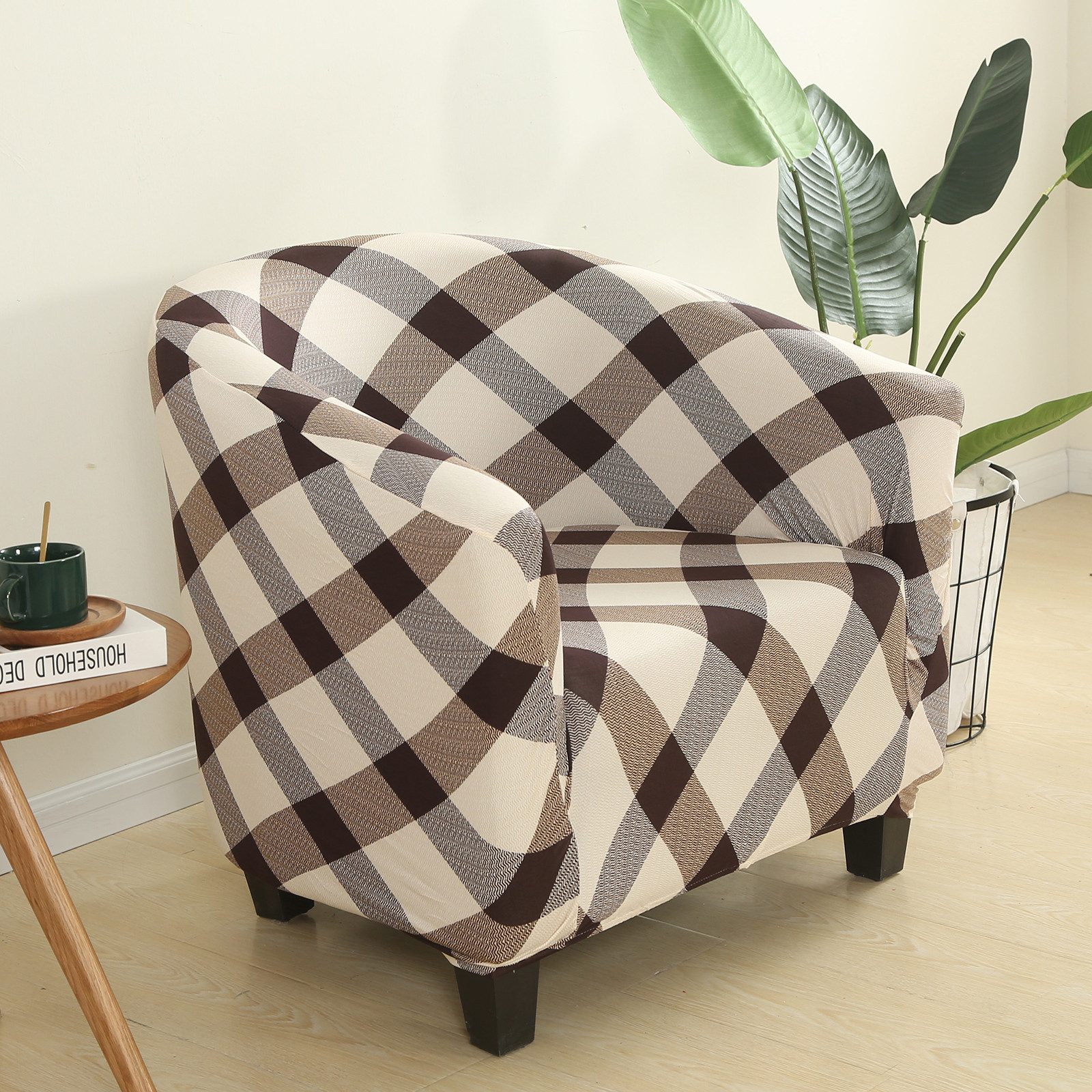 BTTO Sesselhusse Schonbezug Abnehmbarer und waschbarer Sessel Sofa-Schonbezug, Floraler Stuhl Überzug